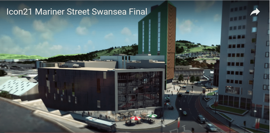 Artist impression Icon 21 development and approach to station